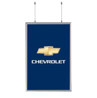 Ceiling Mount Display 24" x 36" with Two-Sided Snap Frame Poster Sign Holder | Silver Metal Frame Finish