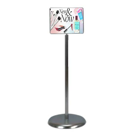 14 x 11 Literature Poster Sign Stand Pedestal Holder | Silver Chrome