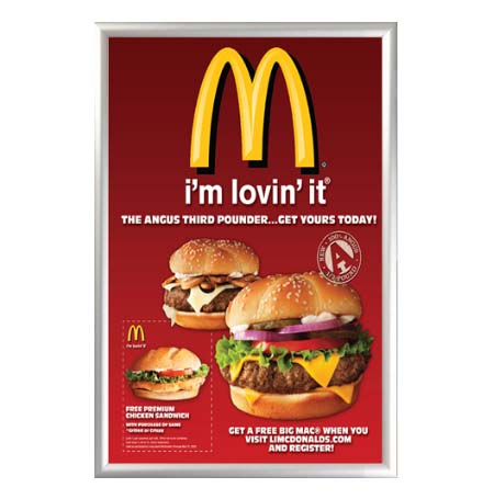 20x30 Euro-Style Security Snap Frame Poster Sign Holder | Silver Metal Frame Finish with Lever Tool