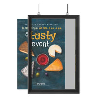 11x17 Slide-In Ceiling Mount Sign Holder 1" Wide | Mitered Black Frame Quick Ships