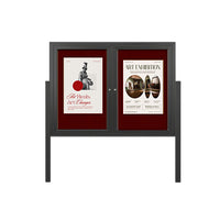 Freestanding 2 Door Outdoor Enclosed Bulletin Board 48x60 with Posts