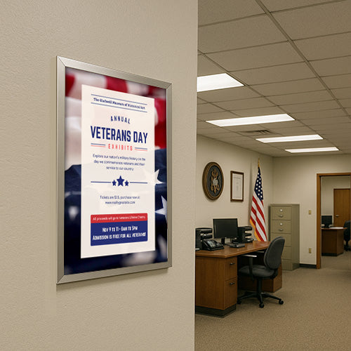 SwingSnap 12x36 Poster Snap Frame with 1 1/4" Mitered Corners Profile | Fast Change, Snap Open Metal Frame