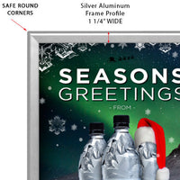 Mitered Safety Edge Rounded Corners Snap Frame with 1.25 Wide Silver Frame Profile