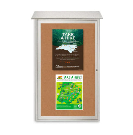 20x30 Outdoor Message Center with Cork Board Wall Mounted - LEFT Hinged