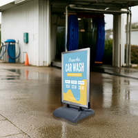 28x44 Outdoor Heavy-Duty Curb and Sidewalk Sign Holder for XL Poster Graphics | Double-Sided Snap Frame with Fillable Base + Wind Resistant