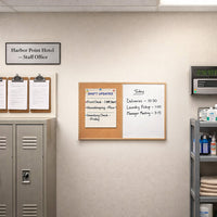 Value Line Combo Board 22x14 Wood Framed Cork Bulletin Marker Board (Open Face with Wood Trim)