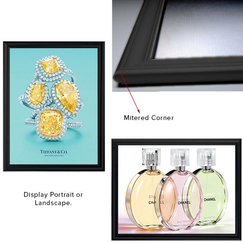 Modern Style Black 22 x 28 Snap Frame can be Mounted in Portrait or Landscape Position