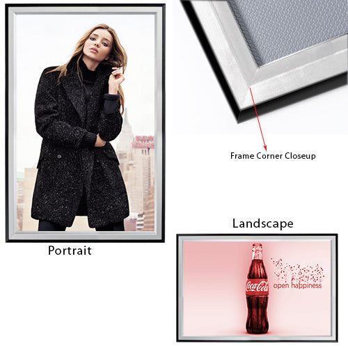 Double Color 22 x 28 Snap Frame can be mounted in portrait or landscape position.