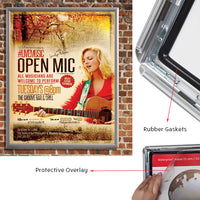 Wall Mount, Weatherproof, Fast Change 22x28 Snap Frame in a Silver Finish