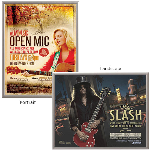 Weatherproof Silver 22 x 28 Snap Frame can be Mounted in Portrait or Landscape Position