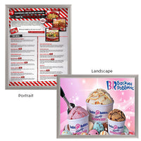 Lockable Weatherproof Silver 22 x 28 Snap Frame can be Mounted in Portrait or Landscape Position