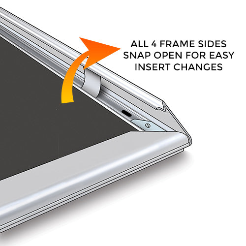 ALL 4 FRAME RAILS SNAP OPEN FOR EASY CHANGE of POSTERS 22 x 28