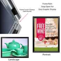 22 x 28 Snap Frame with Safe Round Corners Wall Mounts in Portrait or Landscape Position