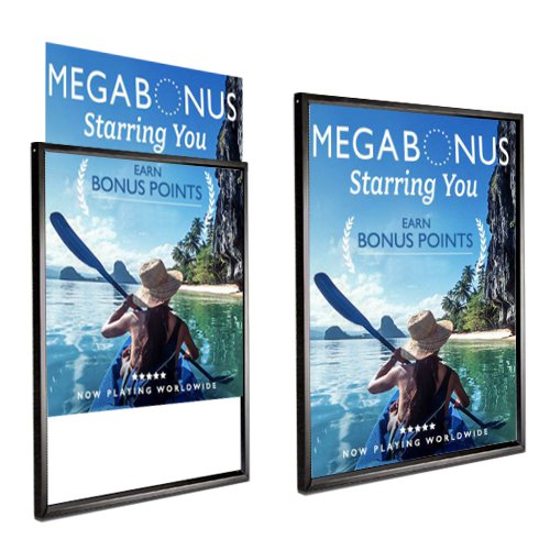 22x28 Deluxe Black Sign Holder Wall Poster Displays | Top Loading Frame Design