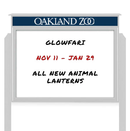 24" x 32" Viewable Area Magnetic White Dry Erase Board Outdoor Message Center with Header and Posts (Single Door)