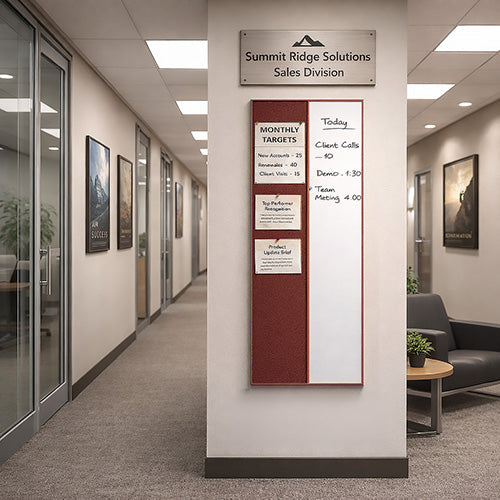 Value Line Combo Board 24x72 Wood Framed Cork Bulletin Marker Board (Open Face with Wood Trim)