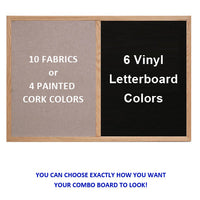 WOOD FRAMED 24" x 12" LETTER BOARD CORK BULLETIN COMBO BOARD