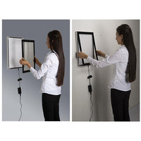 Graphic Changes are Easy. Lift off Magnetic Acrylic Face, Slide Your Poster into the Clip Grips, then reattach the Acrylic Face