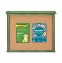 24x36 Outdoor Message Center with Cork Board Wall Mounted - LEFT Hinged