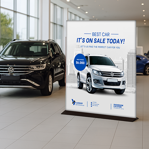 Modern Mount Poster Board Display 48" Wide with Steel Base - Floor Sign Holder