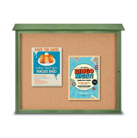 27x39 Outdoor Message Center with Cork Board Wall Mounted - LEFT Hinged