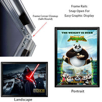 27 x 40 Snap Frame with Safe Round Corners Wall Mounts in Portrait or Landscape Position