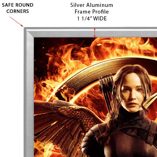Mitered Safety Edge Rounded Corners Snap Frame with 1.25 Wide Silver Frame Profile