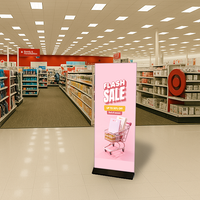 Modern Mount Floor Base Poster Stand | 14-Inch Wide, M-Shaped Steel Base for Rigid Graphic Boards Up To 1" Thick