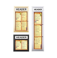 Outdoor Enclosed Menu Cases with Header for 8 1/2" x 14" Portrait Menu Sizes