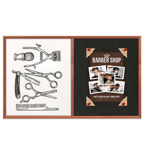 Combo Board 60x48 Decorative Wood Framed Cork Bulletin Marker Board (Open Face with Decorative Wood Trim)