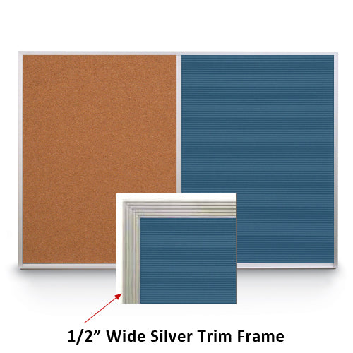 30x30 LETTERBOARD/ CORK COMBINATION HAS 1/2" WIDE SILVER TRIM FRAME