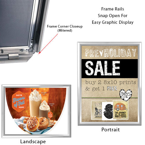 30 x 40 Snap Frame with Mitered Corners Wall Mounts in Portrait or Landscape Position