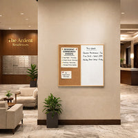 Value Line Combo Board 36x36 Wood Framed Cork Bulletin Marker Board (Open Face with Wood Trim)