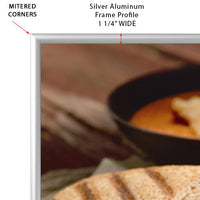 Mitered Corners Snap Frame with 1 1/4 Wide Silver Frame Profile
