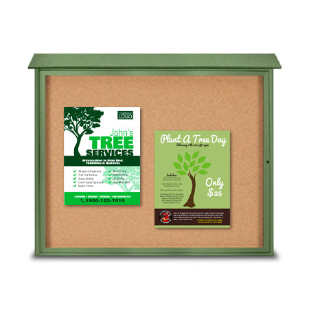 36x48 Outdoor Message Center with Cork Board Wall Mounted - LEFT Hinged