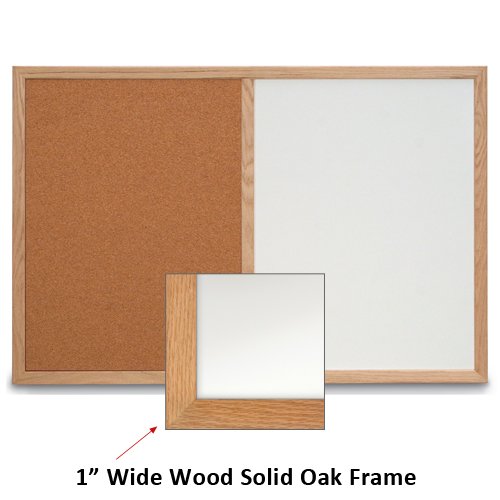 36x60 MAGNETIC WHITEBOARD / CORK COMBINATION HAS 1" WIDE SOLID OAK FRAME