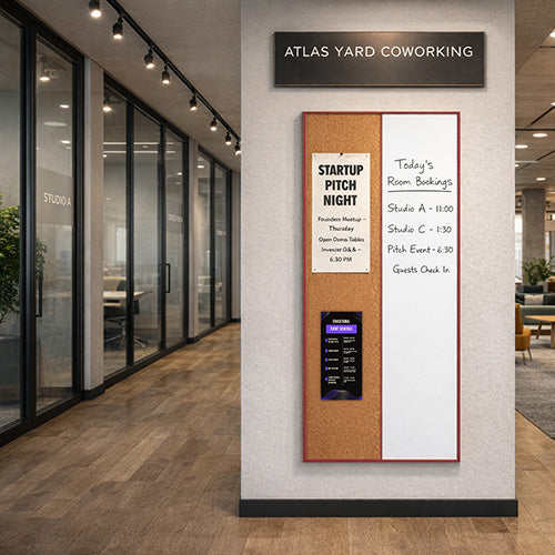 Value Line Combo Board 36x84 Wood Framed Cork Bulletin Marker Board (Open Face with Wood Trim)