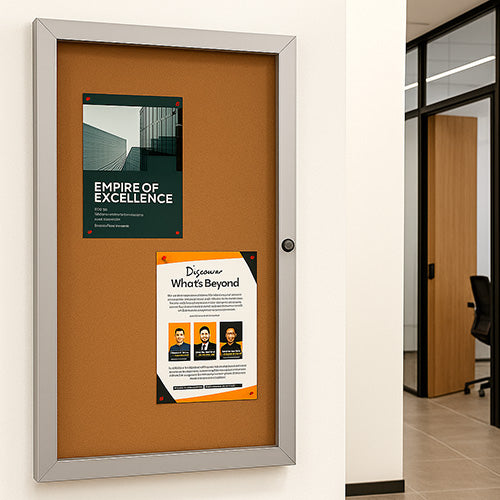 18 x 24 Super Slim Elevator Display Case 1.25 Inch Deep with Cork Board