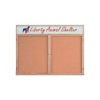 2 DOOR WOOD CORK BOARD 40 x 50 WITH HEADER (SHOWN IN LIGHT OAK)