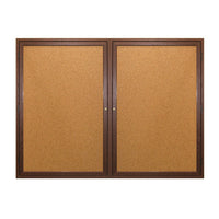 WOOD ENCLOSED 42x32 BULLETIN BOARD WITH 2 DOORS (SHOWN IN WALNUT)