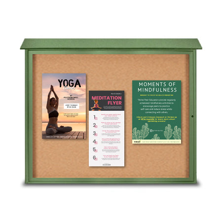 42x42 Outdoor Message Center with Cork Board Wall Mounted - LEFT Hinged