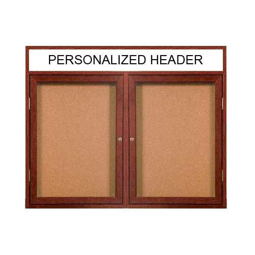2 DOOR WOOD CORK BOARD 48 x 36 WITH HEADER (SHOWN IN CHERRY)
