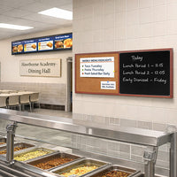 Value Line Combo Board 48x12 Wood Framed Cork Bulletin Marker Board (Open Face with Wood Trim)