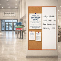 Value Line Combo Board 48x84 Wood Framed Cork Bulletin Marker Board (Open Face with Wood Trim)
