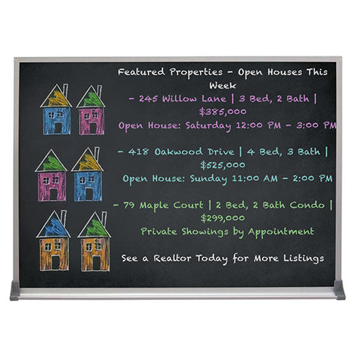 Value Line 12x48 BLACK Chalk Board with Aluminum Frame