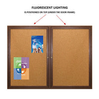 50" x 40" WOOD ILLUMINATED BULLETIN BOARD WITH 2 DOORS (LIGHTS SHINE DOWNWARD)