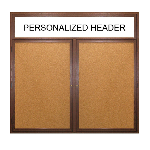 2 DOOR WOOD CORK BOARD 72 x 30 WITH HEADER (SHOWN IN WALNUT)