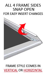8.5x11 Angled Sign Frame Sign Stand w Curved Pole + Snap Open Frame ...