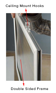 8.5x11 Slide-In Ceiling Mount Frame with 1" Wide Black Double Sided Sign Frame Profile