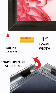 8.5x11 Mitered Corners Snap Frame with 1" Wide Black Sign Frame Profile